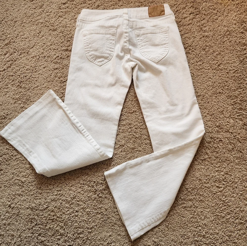 True Religion Jeans Women's 27 White Flare Cotton Stretch Boot Cut Made USA - Picture 14 of 14